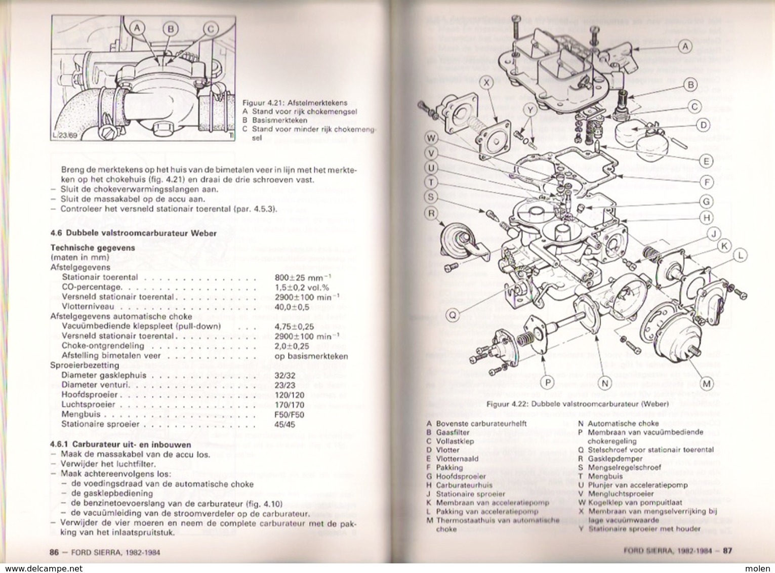 VRAAGBAAK FORD SIERRA modellen 1982-84 Handleiding onderhoud & afstelgegevens door P H OLVING ©1984 246blz AUTO Z934