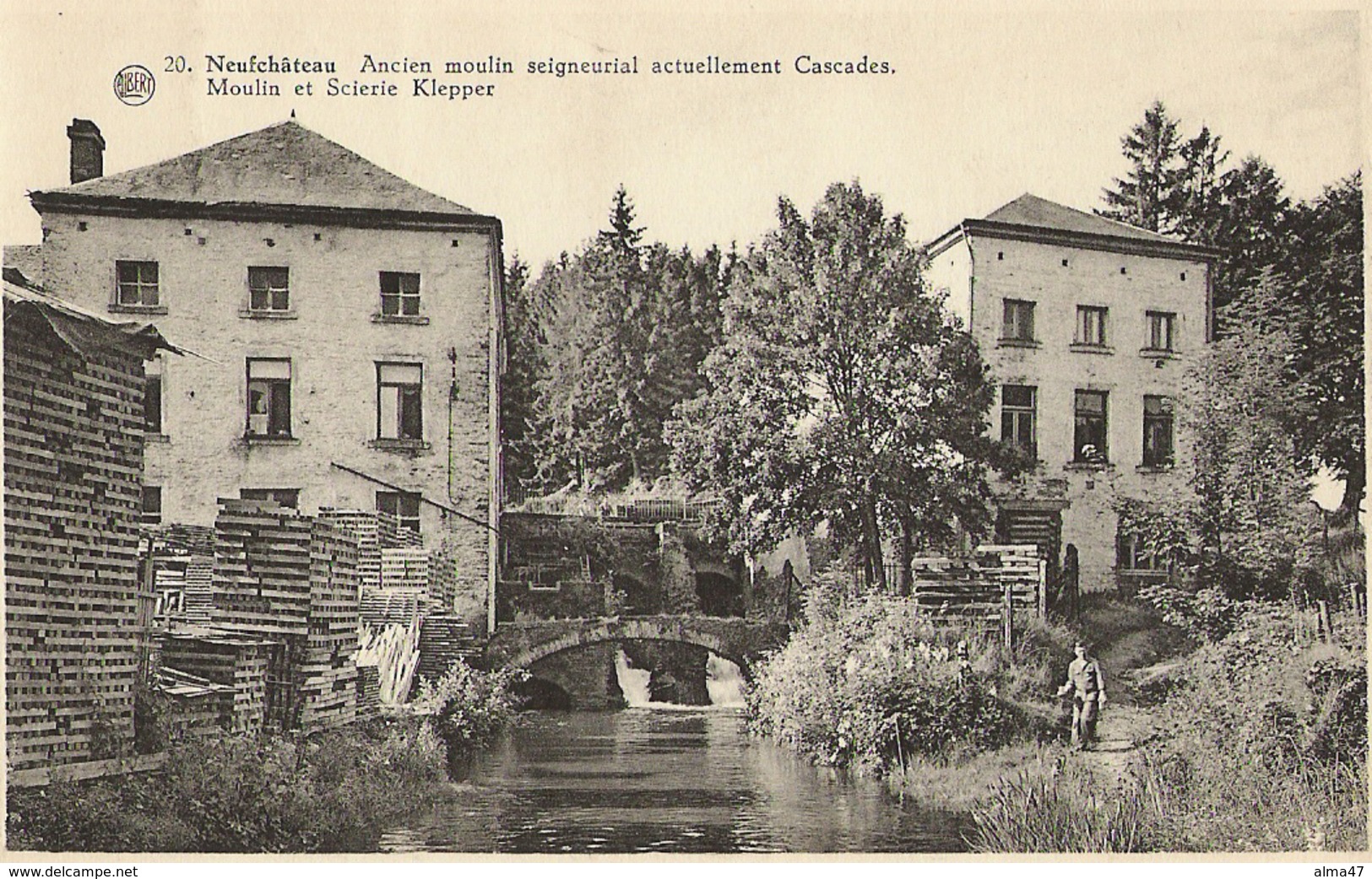 Neufchâteau - 20. Ancien Moulin Seigneurial Actuellement Cascades, Moulin Et Scierie Klepper - Circulé 1953 - Neufchâteau