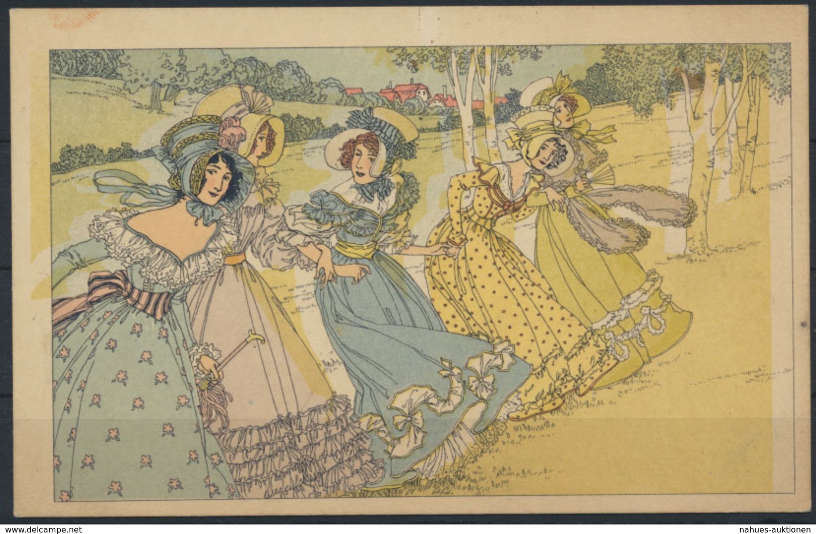 Ansichtskarte Jugendstil Künstler Handcoloriert Frauen Ungelaufen - Ohne Zuordnung