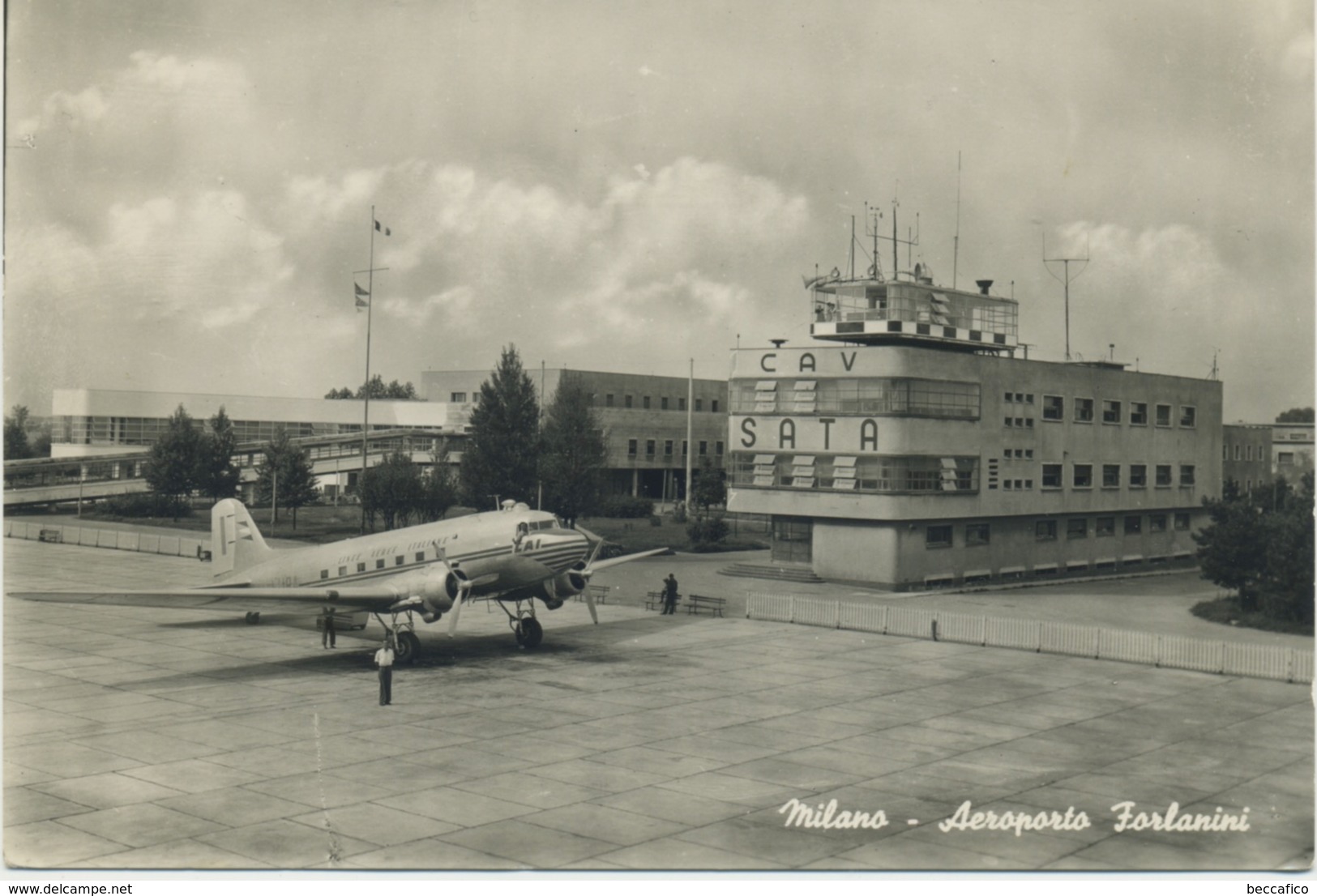 Aeroporto Milano-Linate Aereo Douglas DC 3 LAI-Linee Aeree Italiane - Aeroplano/velivolo/aviazione/aerostazione - Aérodromes