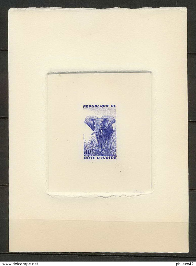 454/ Epreuve D'artiste (artist Proof) Cote D'ivoire /ivory Y&t 179 Élephant (aninaux Animals) Bleu - Costa De Marfil (1960-...)
