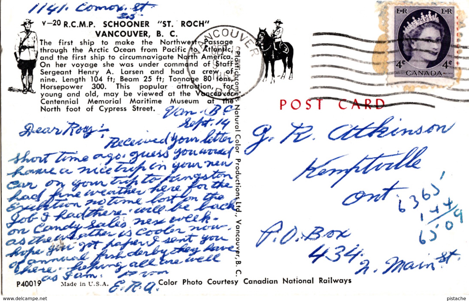 Canadian Mounted Police RCMP - Schooner St. Roch - Northwest Passage Artic - Voilier - Written 1963 - Stamp - 2 Scans - Voiliers