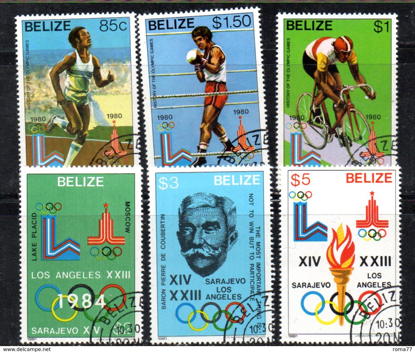 BIG - BELIZE 1981, Serie Yvert 527/532  Usata  (2380A) Olimpiadi,corsa,boxe,ciclismo - Belize (1973-...)