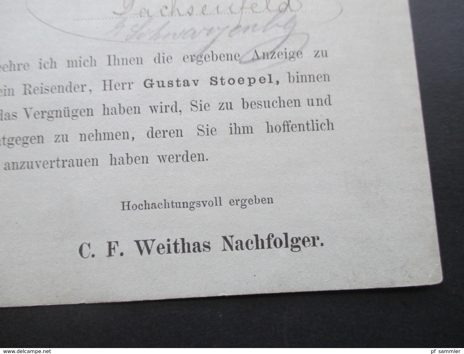 Brustschild Nr. 17b EF Auf Vertreter Ankündigungskarte Stempel K1 Leipzig P.V. No 14 Geprüft Krug BPP 400€ KW - Covers & Documents