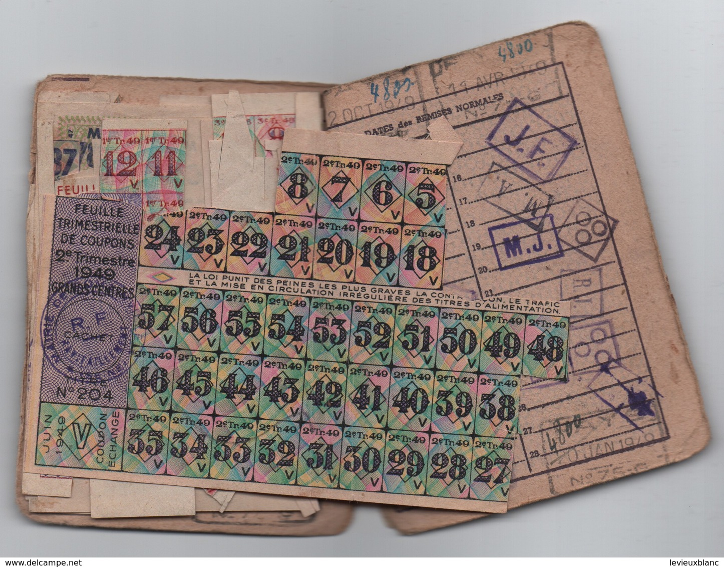 Tickets De Rationnement/Occupation-Libération/LE QUELLEC/ ROMAINVILLE/Seine/1948-1951                     OL109 - Sonstige & Ohne Zuordnung
