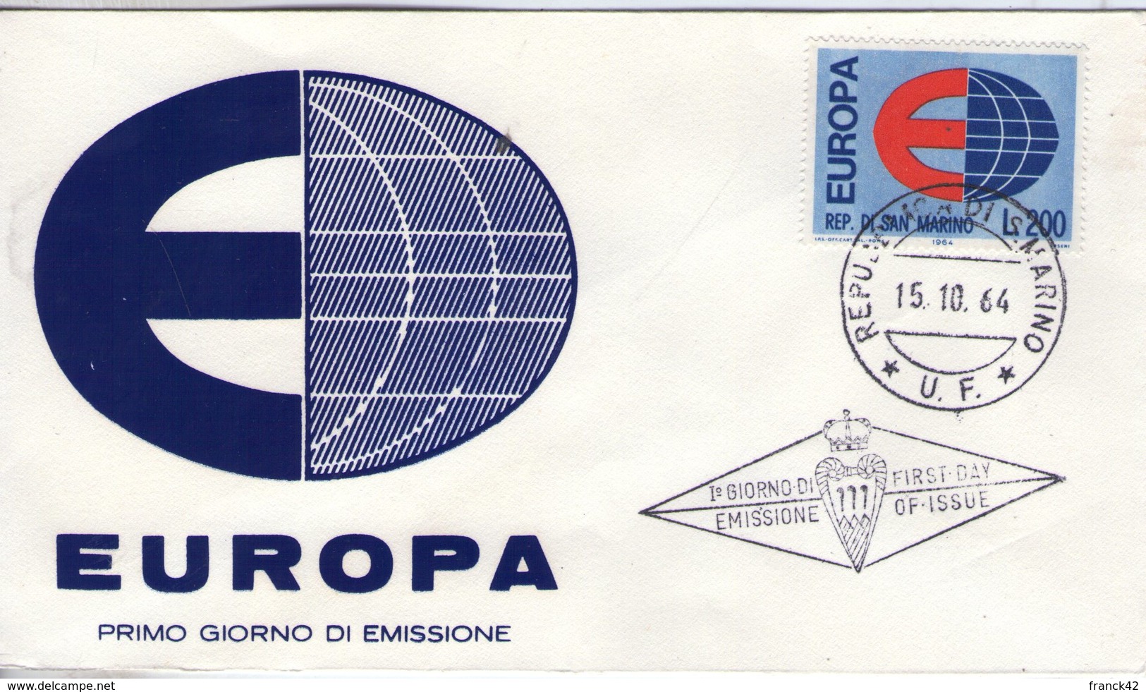 Saint Marin. Enveloppe Fdc. Europa 1964 - FDC