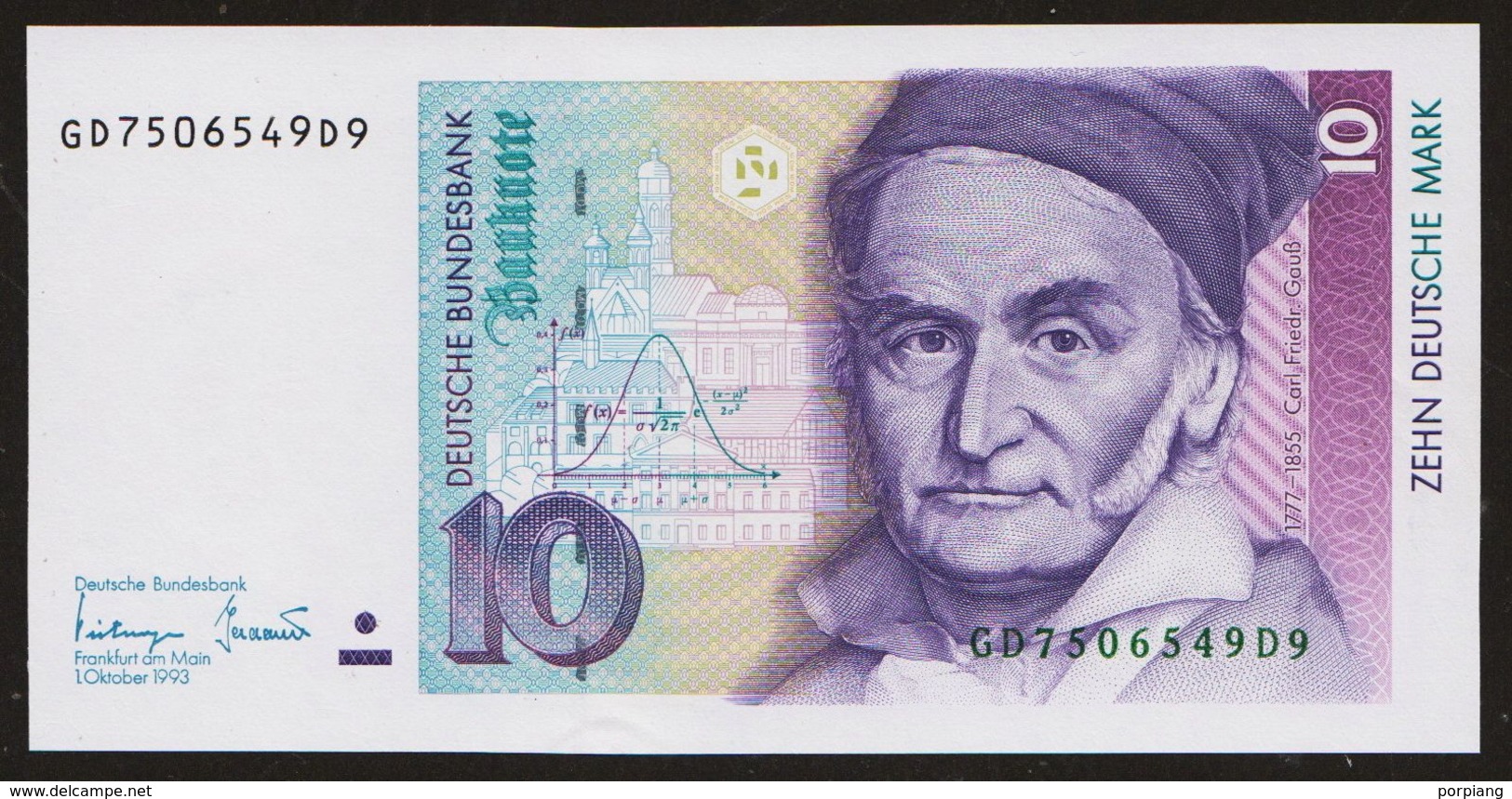 10 DM Deutsche Mark 1993 UNC Kassenfrisch - 10 DM