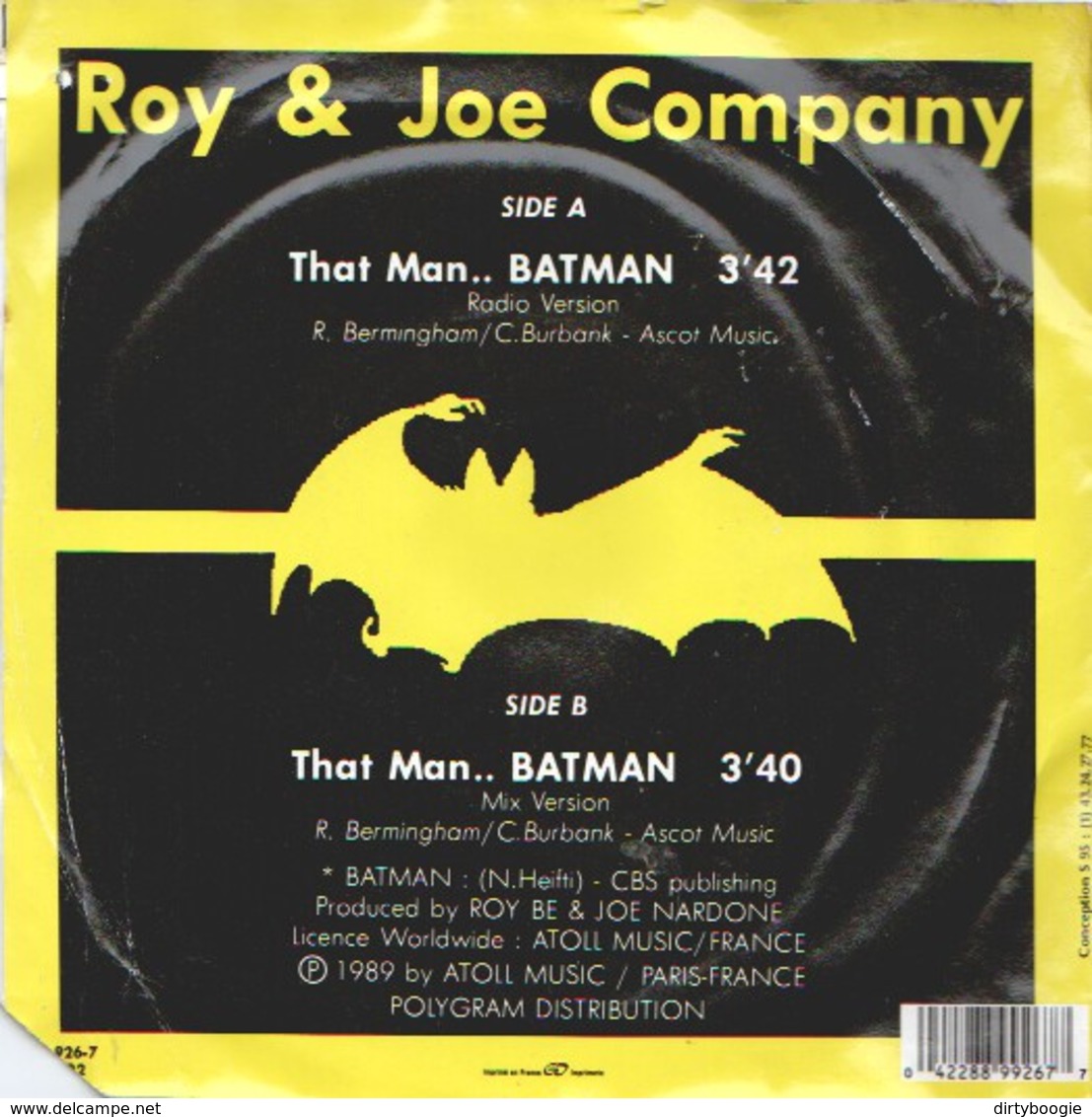 ROY & JOE COMPANY - That Man Batman - 45t - Disco, Pop