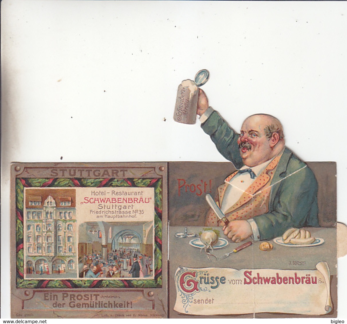 Stuttgart - Restaurant Schwabenburg - Klappkarte Mit Grüssen Vom Schwabenbräu - 1905        (A-92-180613) - Stuttgart