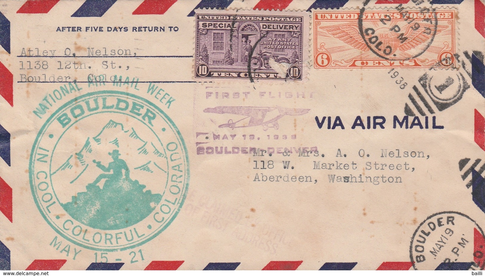 Etats Unis Lettre Aviation 1938 - Postal History