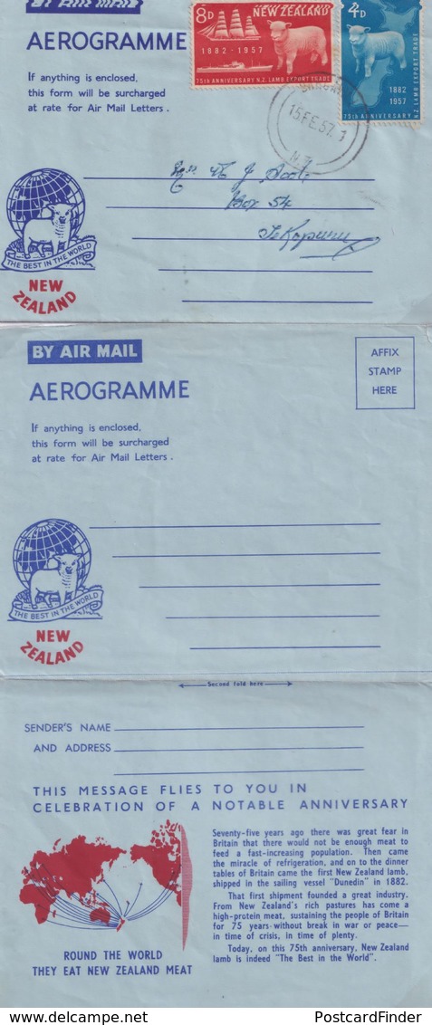 Eat New Zealand Meat Lamb 3x 1970s Aerogramme FDC S - Nueva Zelanda