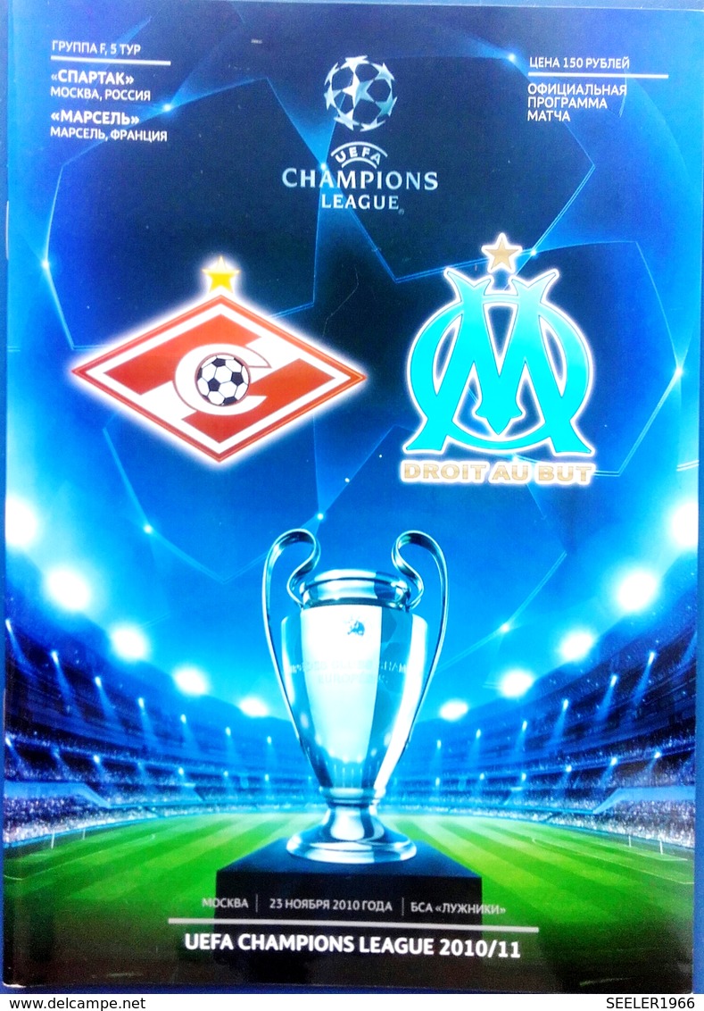 Football Program -   F.C.  SPARTAK  Moscow V. OLYMPIQUE Marseille ,  EURO - CUP , 2010 . - Books