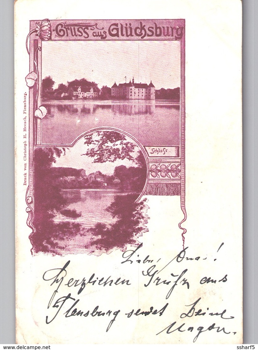 Gruss Aus Glücksburg Druck Von Heesch Flensburg 1900 Gesendet - Glücksburg