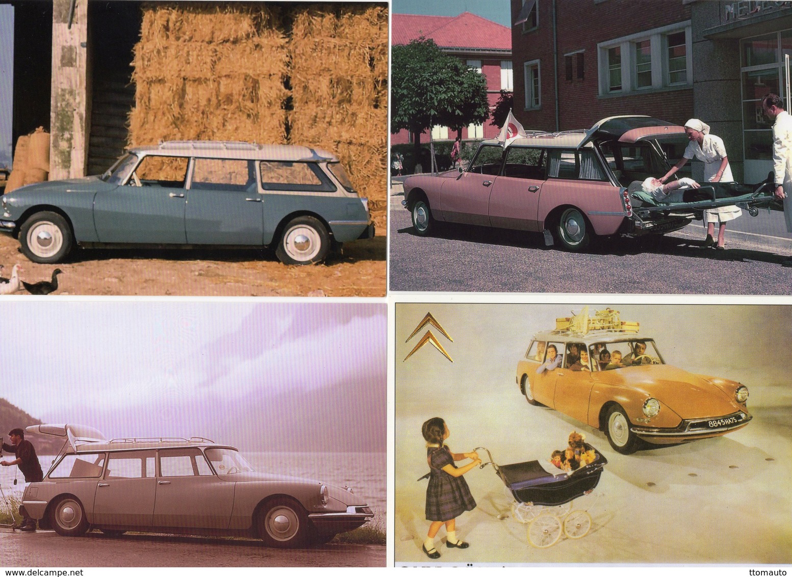 CITROEN ID19/DS19 Familiale  -  Lot De 4 Voitures/Automobiles  -  4 X Cartes Postales Modern - 4xCPM - Passenger Cars