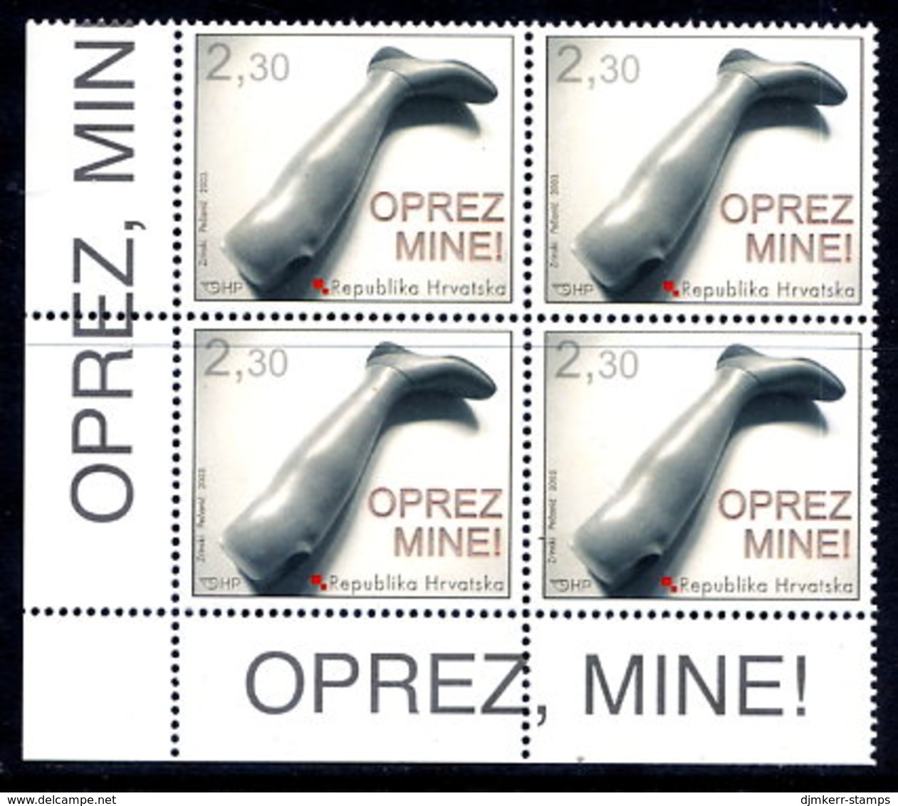 CROATIA 2003 Anti-Mine Propaganda Block Of 4 MNH / **.  Michel 644 - Croatia