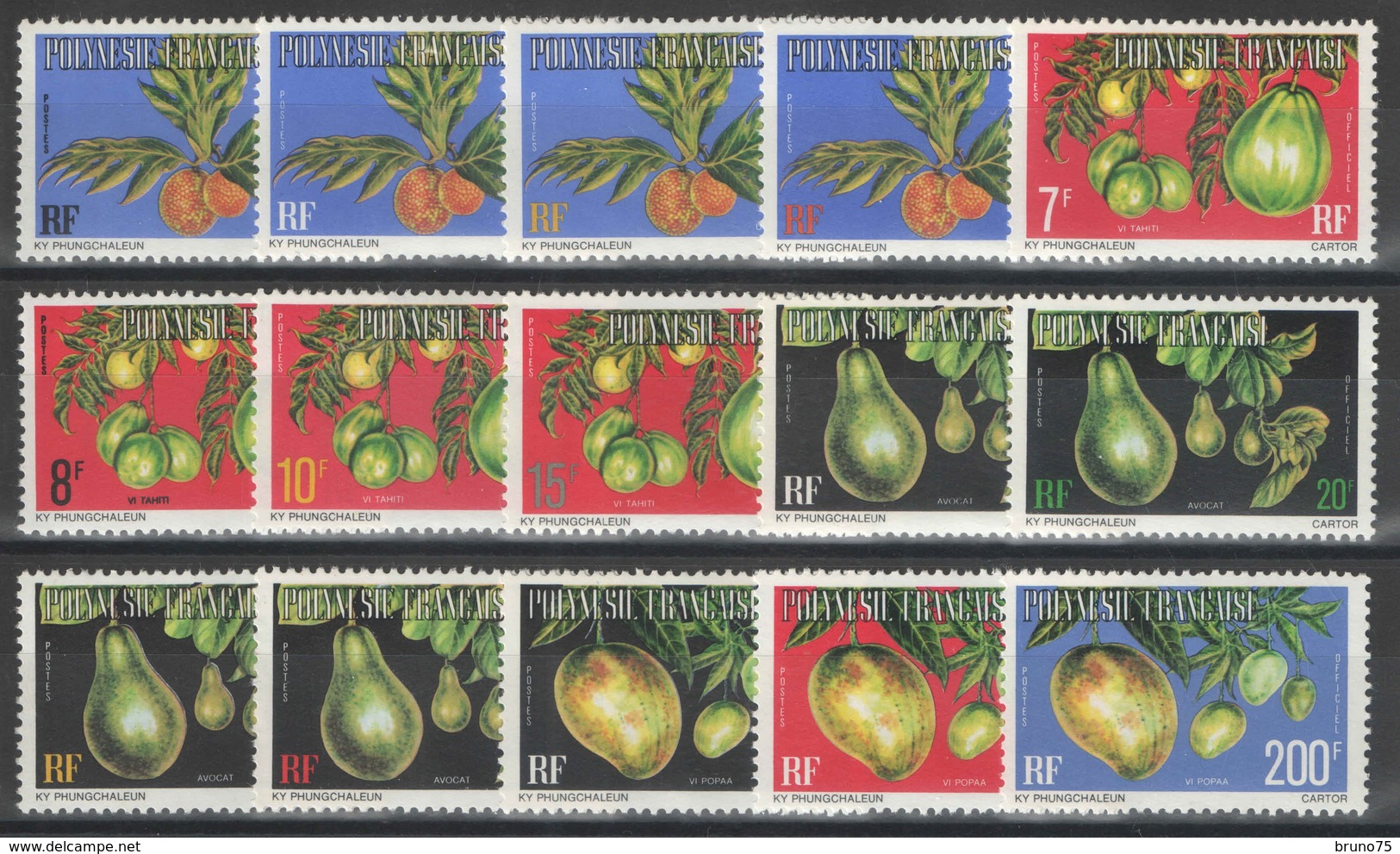 Polynésie Française - Service - YT 1-15 (A) ** MNH - 1977 - Fruits - Service