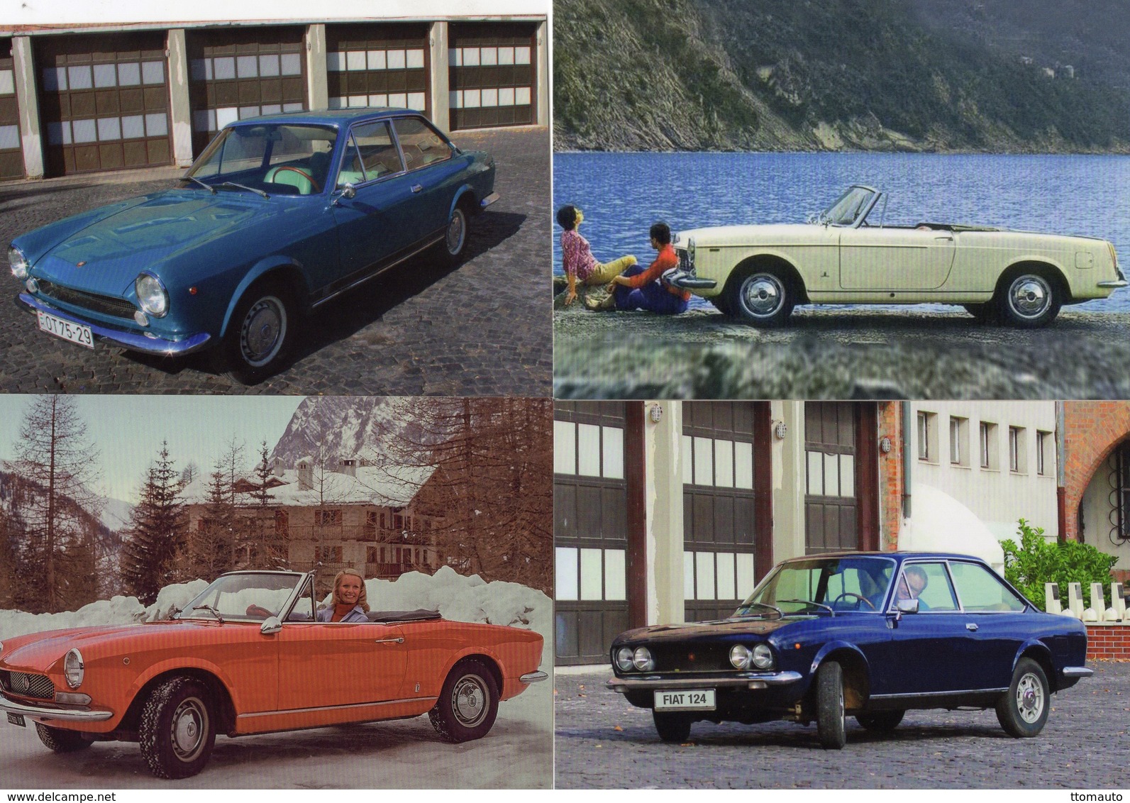 FIAT 124  -  Lot De 4 Voitures/Automobiles  -  4 X Cartes Postales Modern - 4xCPM - Voitures De Tourisme