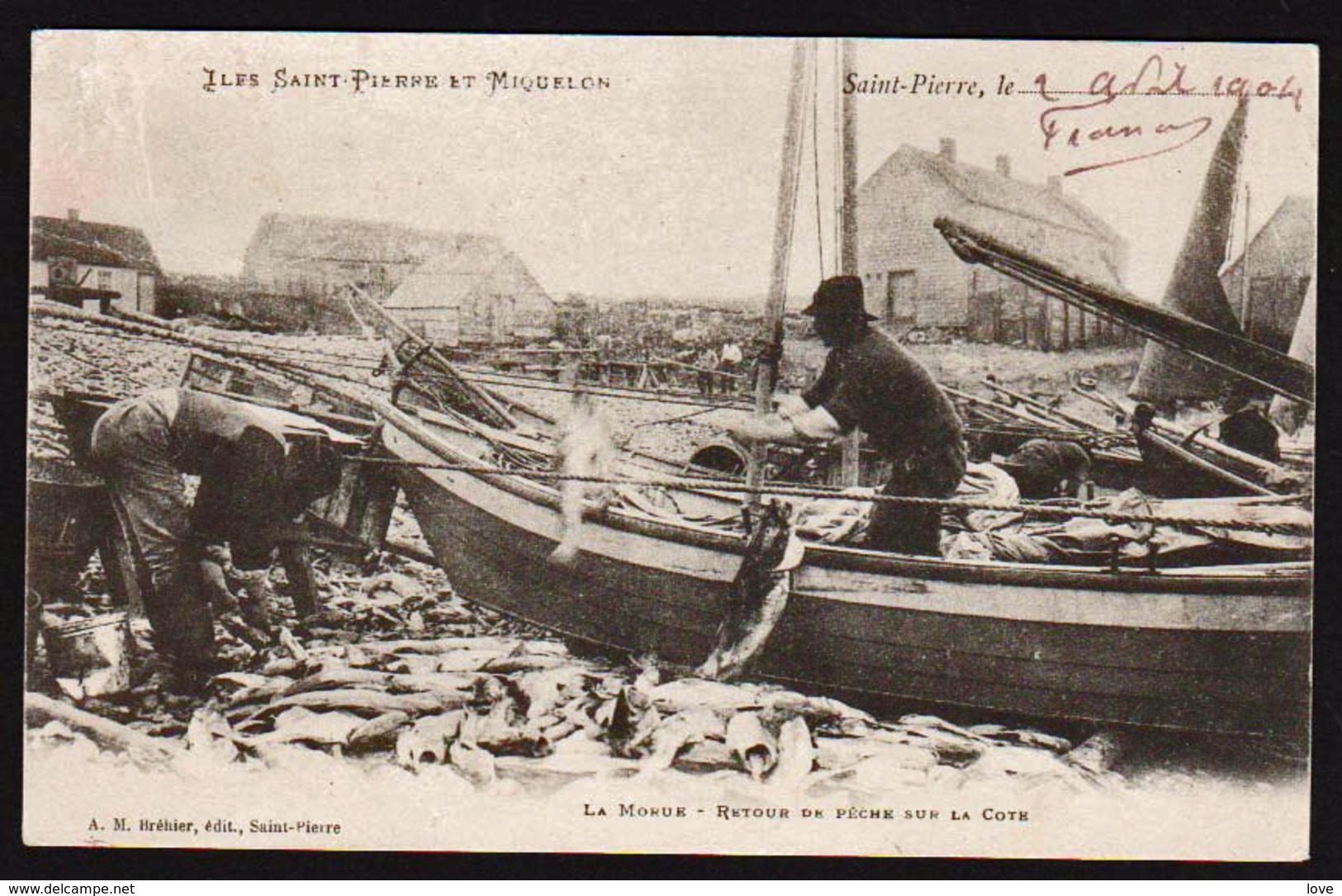 St. PIERRE Et MIQUELON: Timbre N° 72 Obl.en 1904, Plan TOP Sur Un Retour........... - Covers & Documents