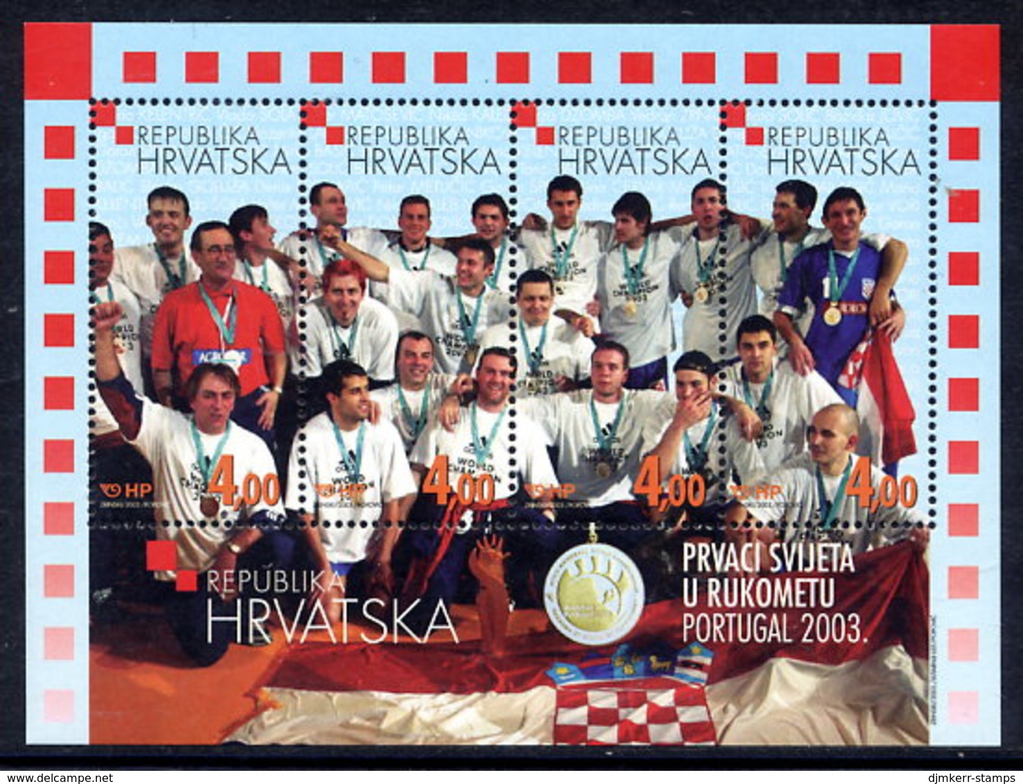 CROATIA 2003 Handball World Champions Block MNH / **.  Michel Block 21 - Croatia