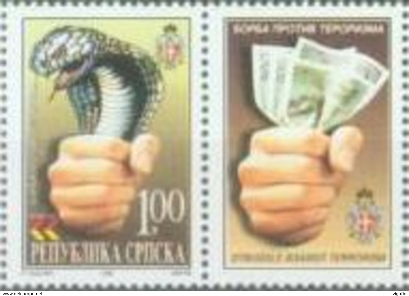 BHRS 2002-233 AGAINST TERORISAM, BOSNA AND HERZEGOVINA, R.SRPSKA, 1 X 1v, MNH - Slangen