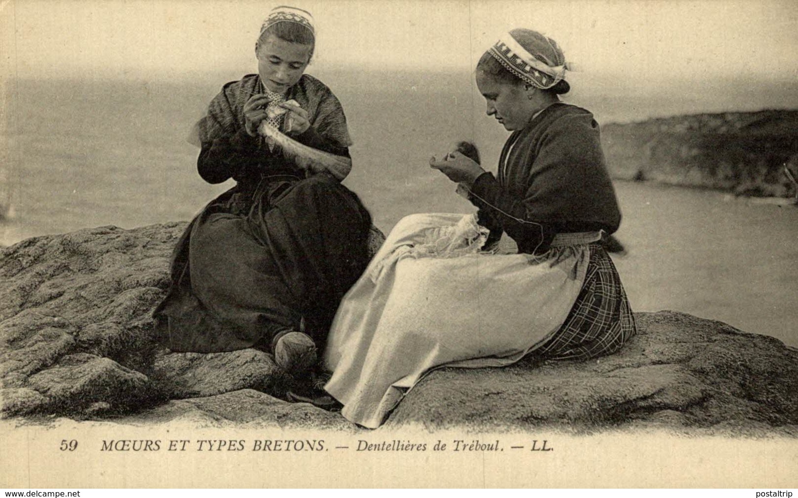 MOEURS ET TYPES BRETONS - DENTELLIERES DE TREBOUL Angeln Fishing La Pêche Pesca Visvangst - Pêche