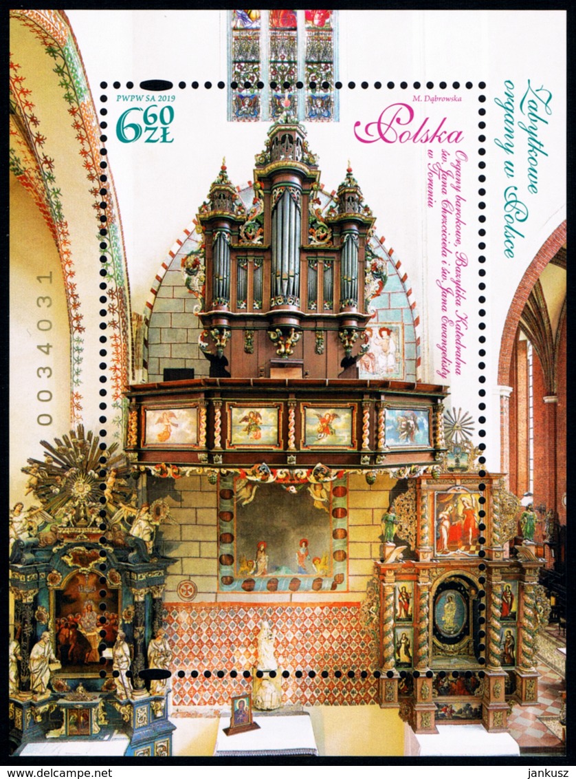 Poland 2019 Fi BLOK 334 Mi BLOCK 288 Historic Organs In Poland - Nuevos