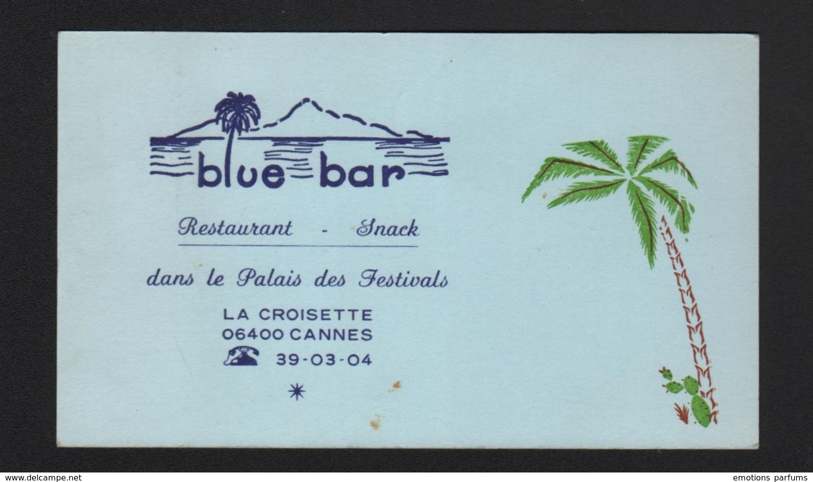 Autographe Original Dédicace J Paul Belmondo Sur Carte De Visite Ancien Restaurant Le Blue Bar Sylvio Festivals Cannes - Other & Unclassified