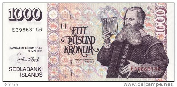 ICELAND P. 59 1000 K 2001 UNC - IJsland