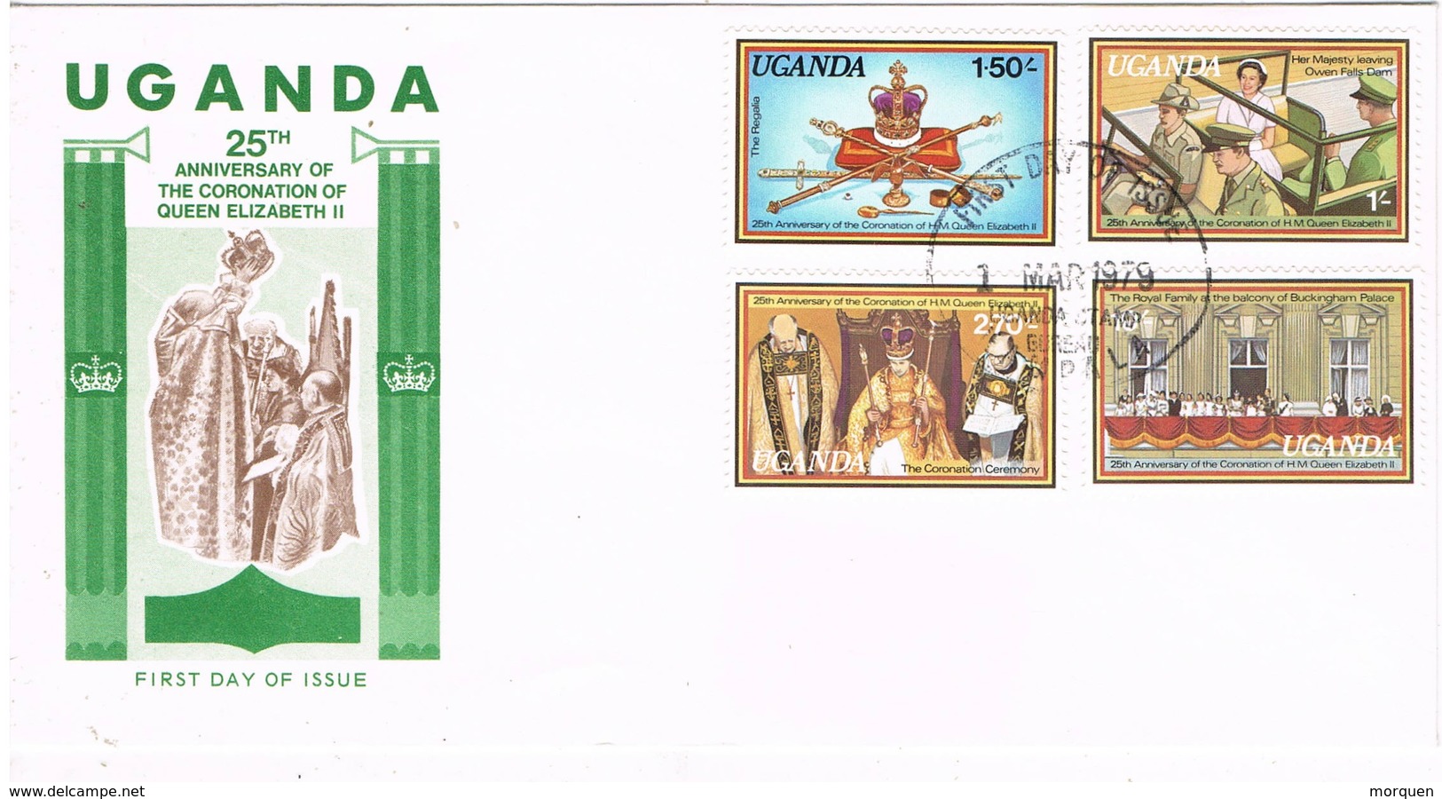 33301. Carta F.D.C. KAMPALA (Uganda) 1979. 25 Ann. Coronation Elisabeth II. IDI AMIN - Uganda (1962-...)