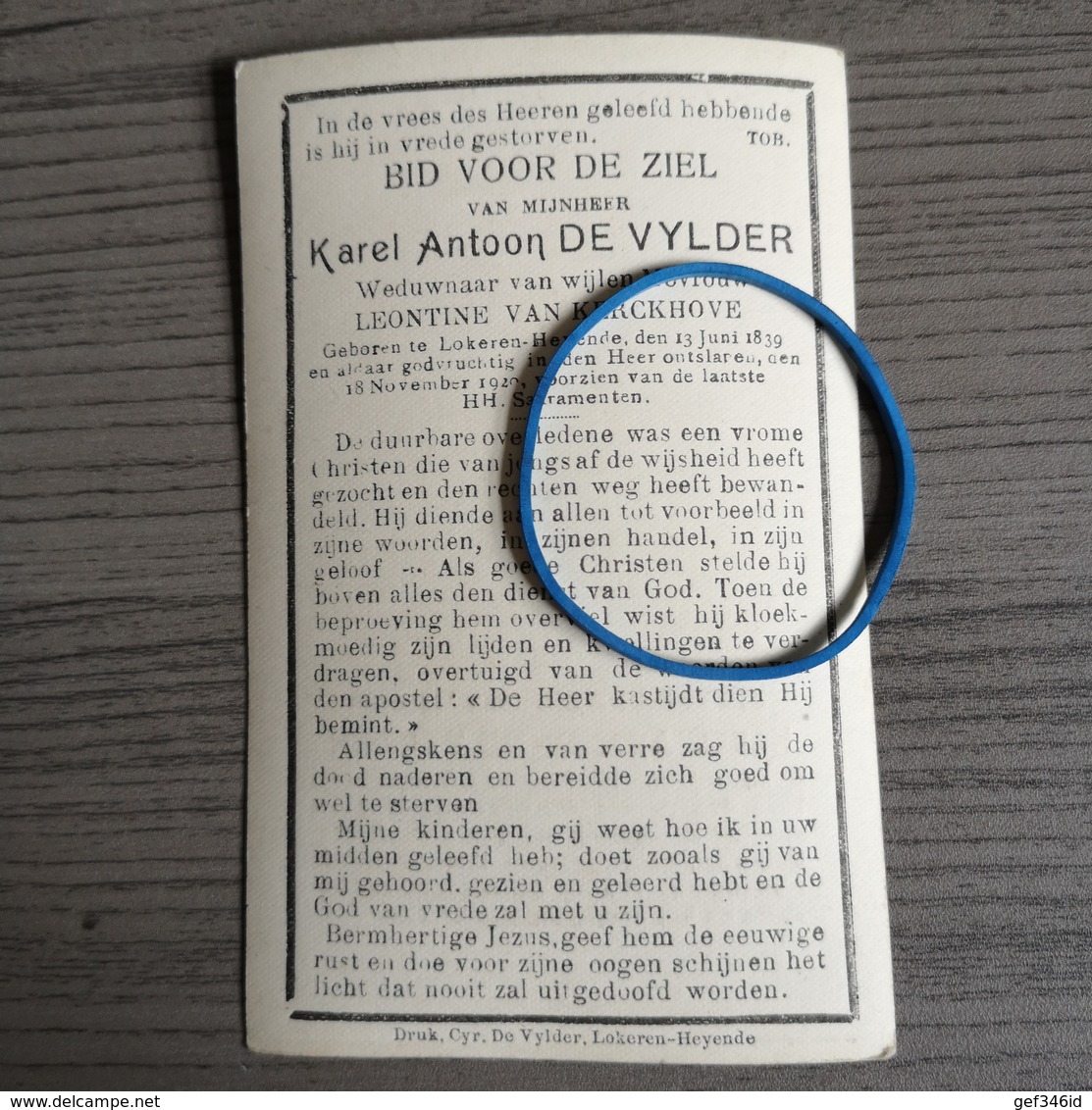 De Vylder, Van Kerckhoven, Lokeren Heyende 1839-1920.gemeenteraadslid. - Religión & Esoterismo
