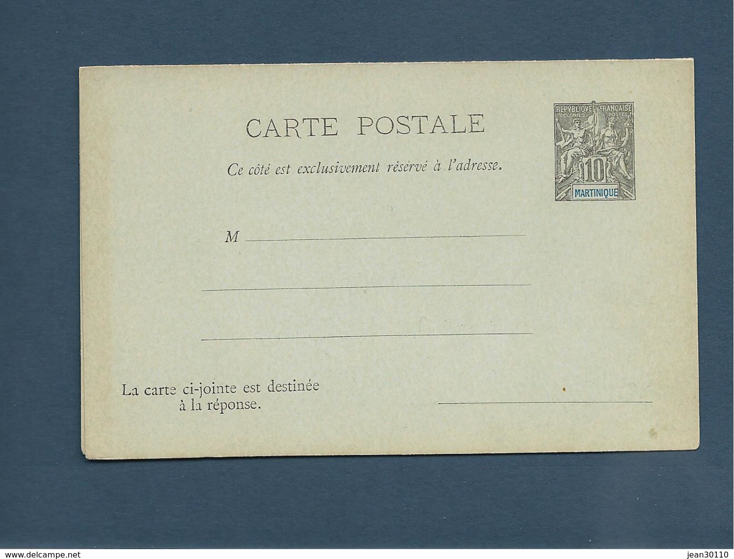 MARTINIQUE 1892  CARTE POSTALE Avec Réponse Payée  Pré Oblitérée 10 C Noir - Covers & Documents