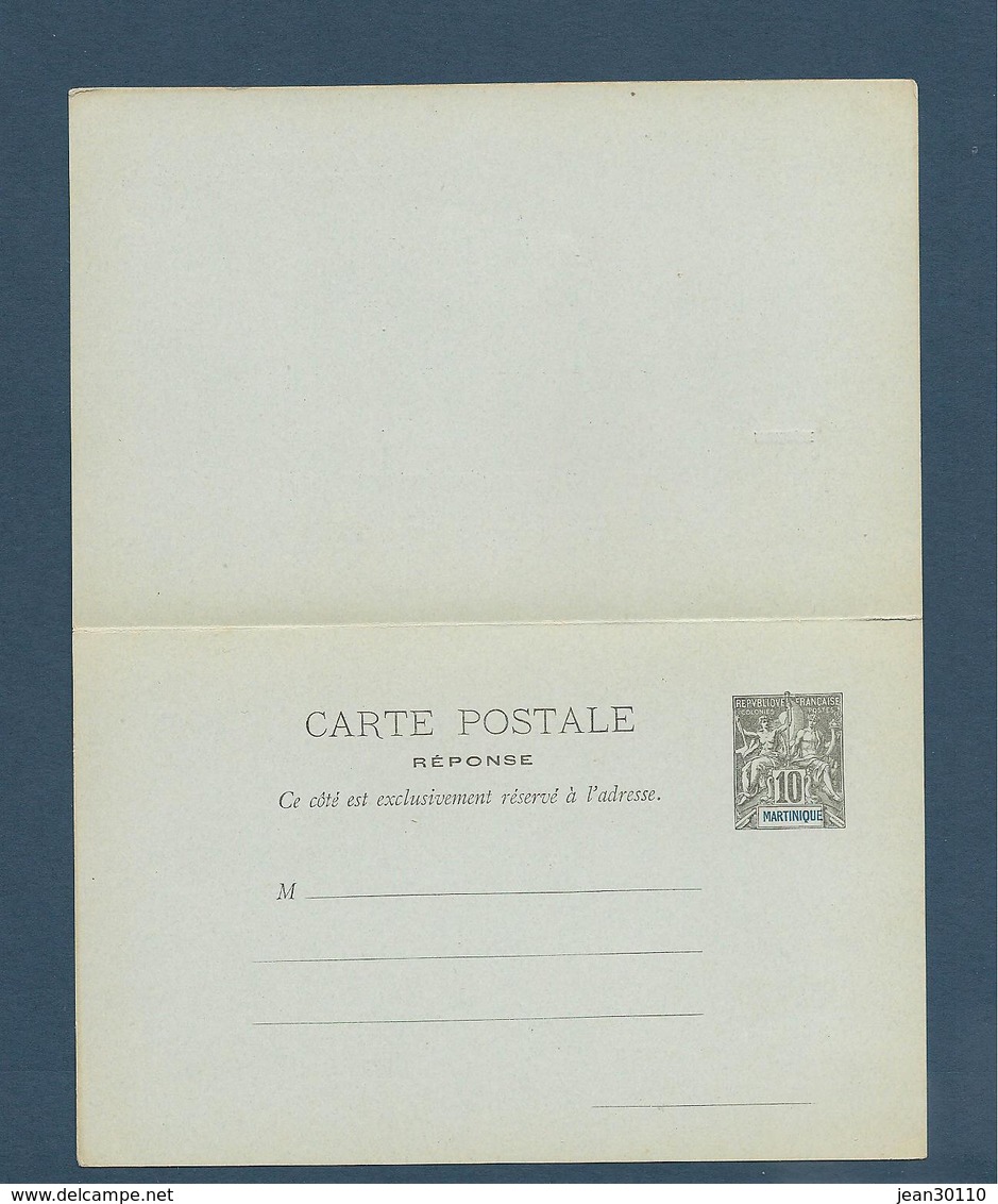 MARTINIQUE 1892  CARTE POSTALE Avec Réponse Payée  Pré Oblitérée 10 C Noir - Covers & Documents