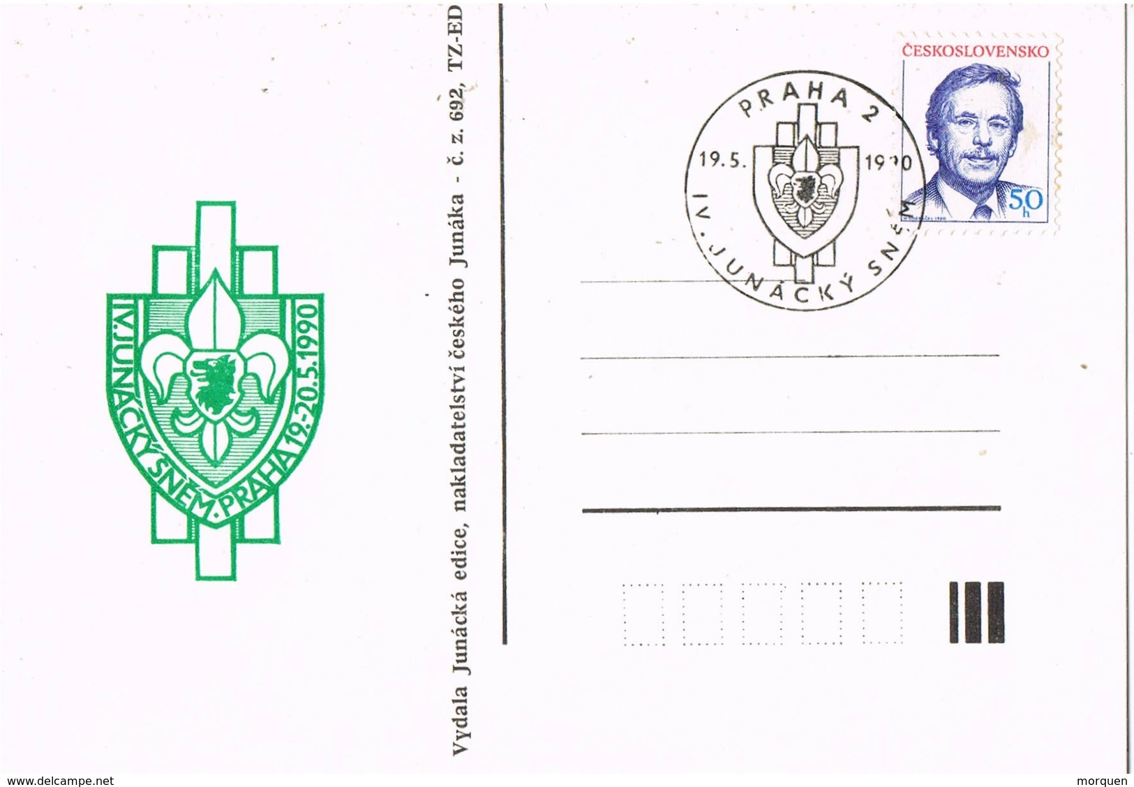 33302. Tarjeta PRAHA (Checoslovaquia) 1990 IV. Junacky Snem, SCOUTS - Cartas & Documentos