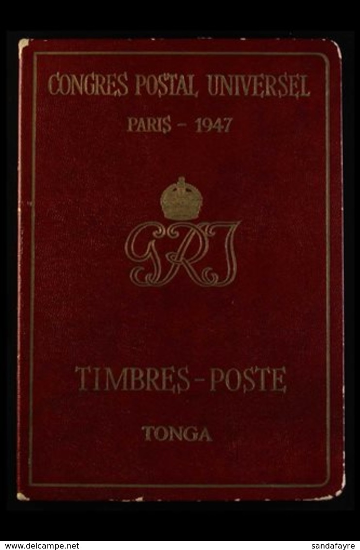 1947 TONGA UPU PRESENTATION FOLDER. PARIS UNIVERSAL POSTAL UNION CONGRESS Presentation Folder, Containing 1935 1½d & 194 - Andere & Zonder Classificatie