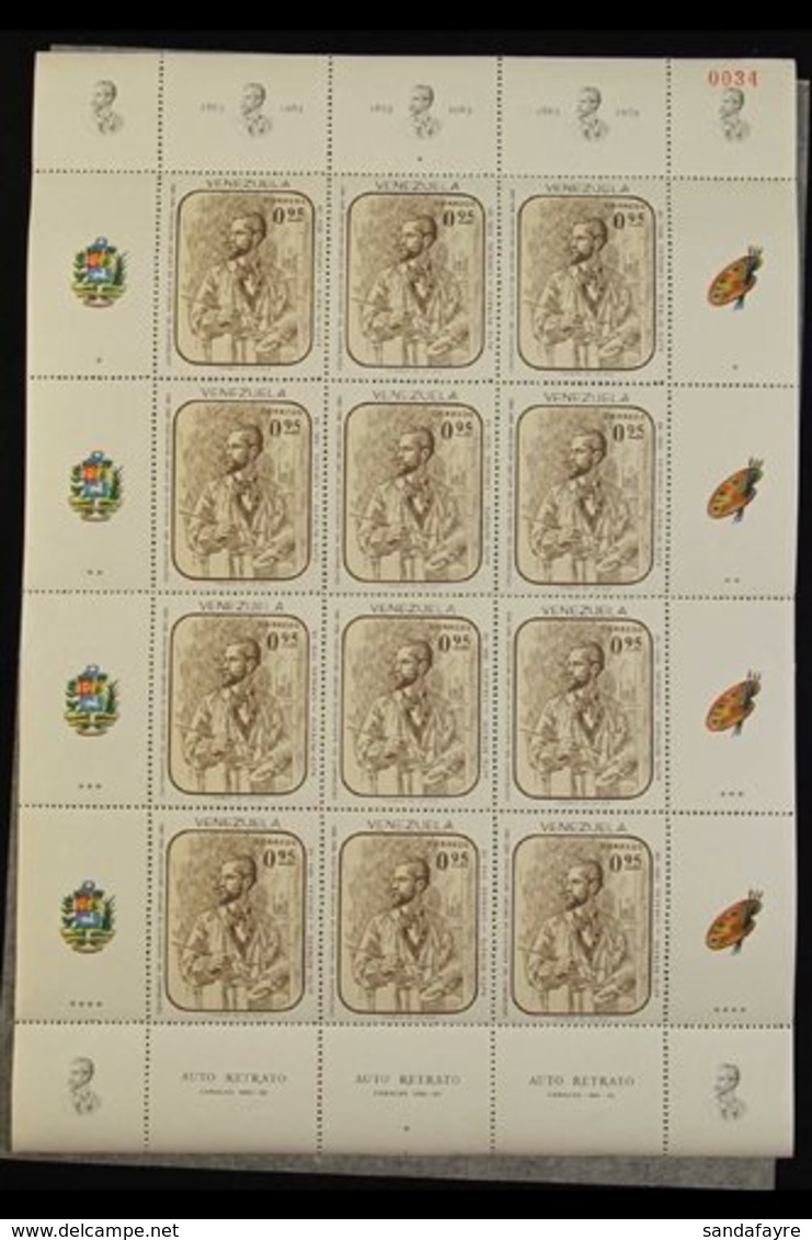 ART VENEZUELA 1966 Birth Centenary Of Arturo Michelina (painter) Set Of Six COMPLETE SHEETLETS Of 12 With Illustrated Ma - Zonder Classificatie