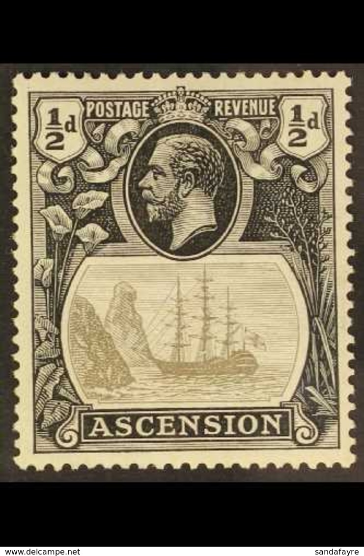 1924-33 ½d Grey-black And Black "Broken Mainmast" Variety, SG 10a, Very Fine Mint. For More Images, Please Visit Http:// - Ascension (Ile De L')