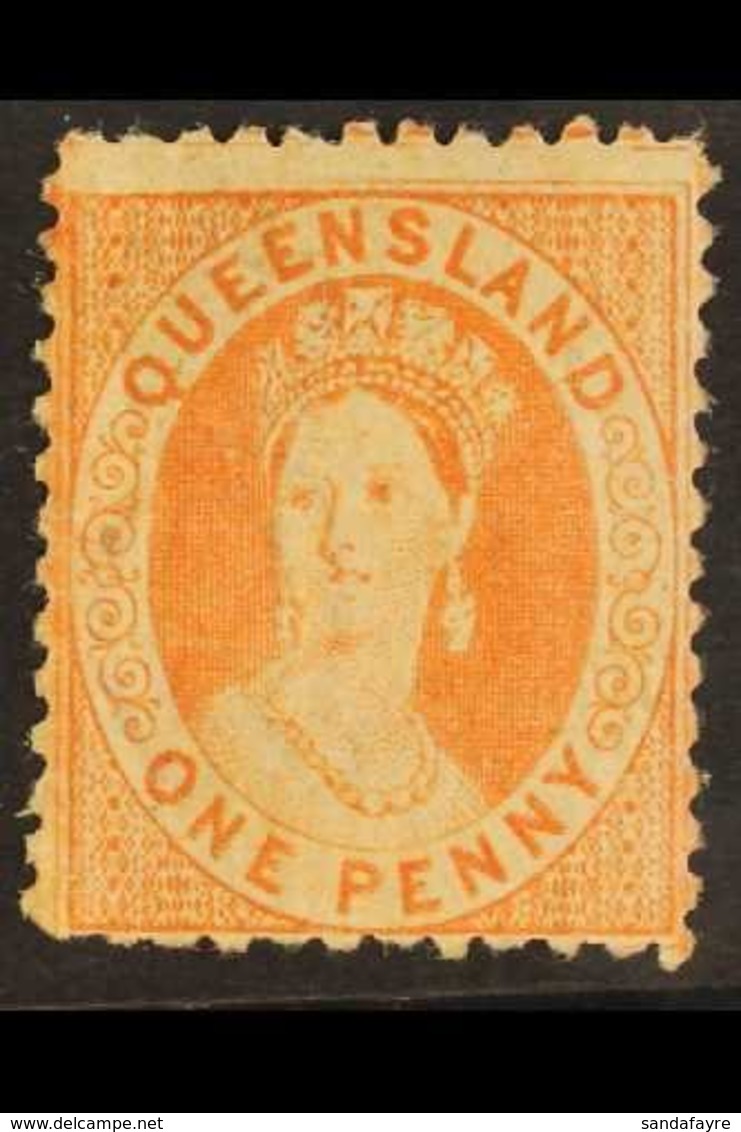 QUEENSLAND 1868 1d Orange-vermilion Chalon, Perf. 13, SG 83, Mint With Large Part Gum, Fresh. For More Images, Please Vi - Other & Unclassified