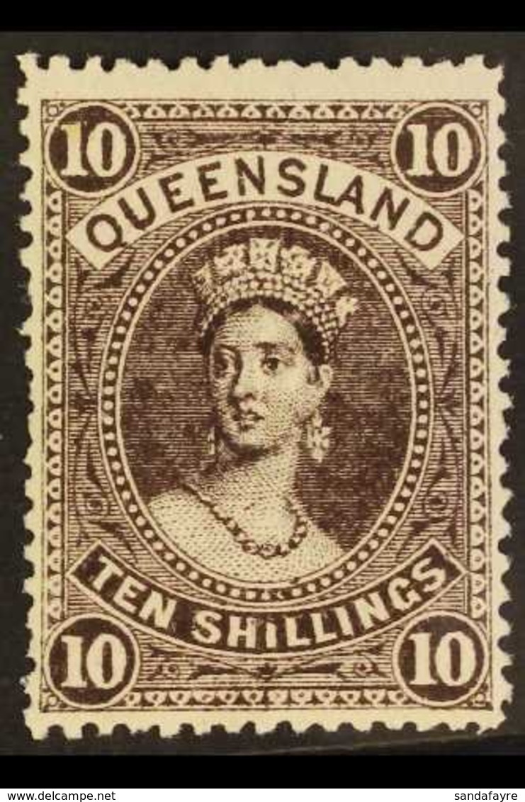 QUEENSLAND 1907-11 10s Blackish Brown Chalon, SG 311, Fine Mint. For More Images, Please Visit Http://www.sandafayre.com - Other & Unclassified