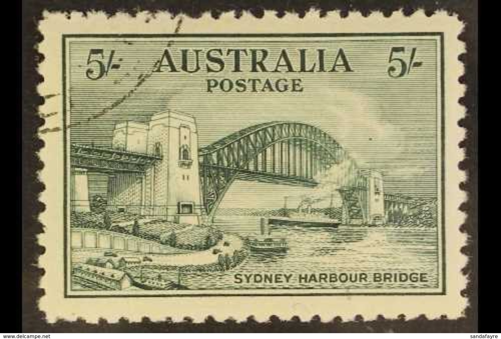 1932 5s Blue-green Sydney Harbour Bridge, SG 143, Very Fine CTO Used. For More Images, Please Visit Http://www.sandafayr - Andere & Zonder Classificatie