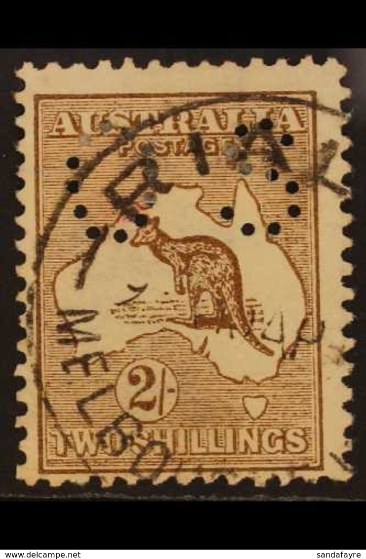 OFFICIAL 1914 2s Brown Kangaroo, Die II, Punctured "O S", SG O26, Good Used With Cds Cancellation. For More Images, Plea - Autres & Non Classés