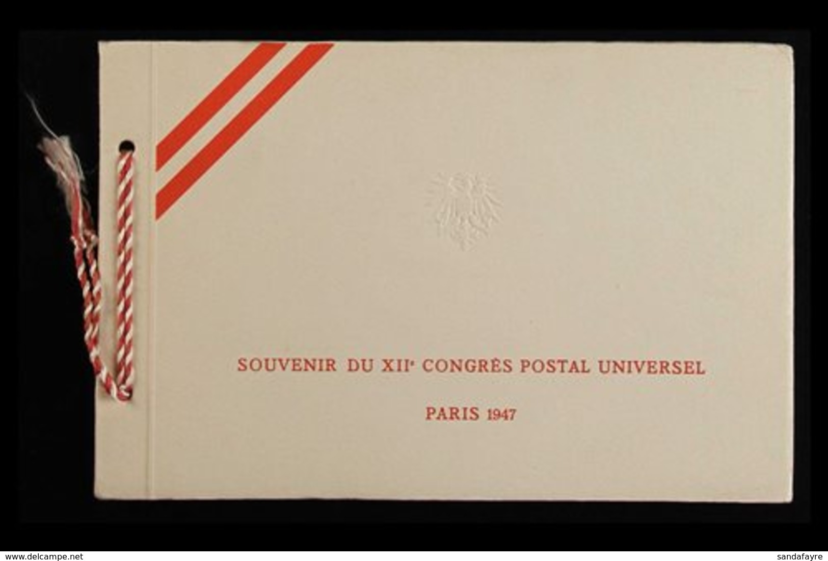 1947 UPU CONGRESS PRESENTATION FOLDER. A special Printed 'Souvenir Du XIIe Congres Postal Universel Paris 1947' Presenta - Andere & Zonder Classificatie