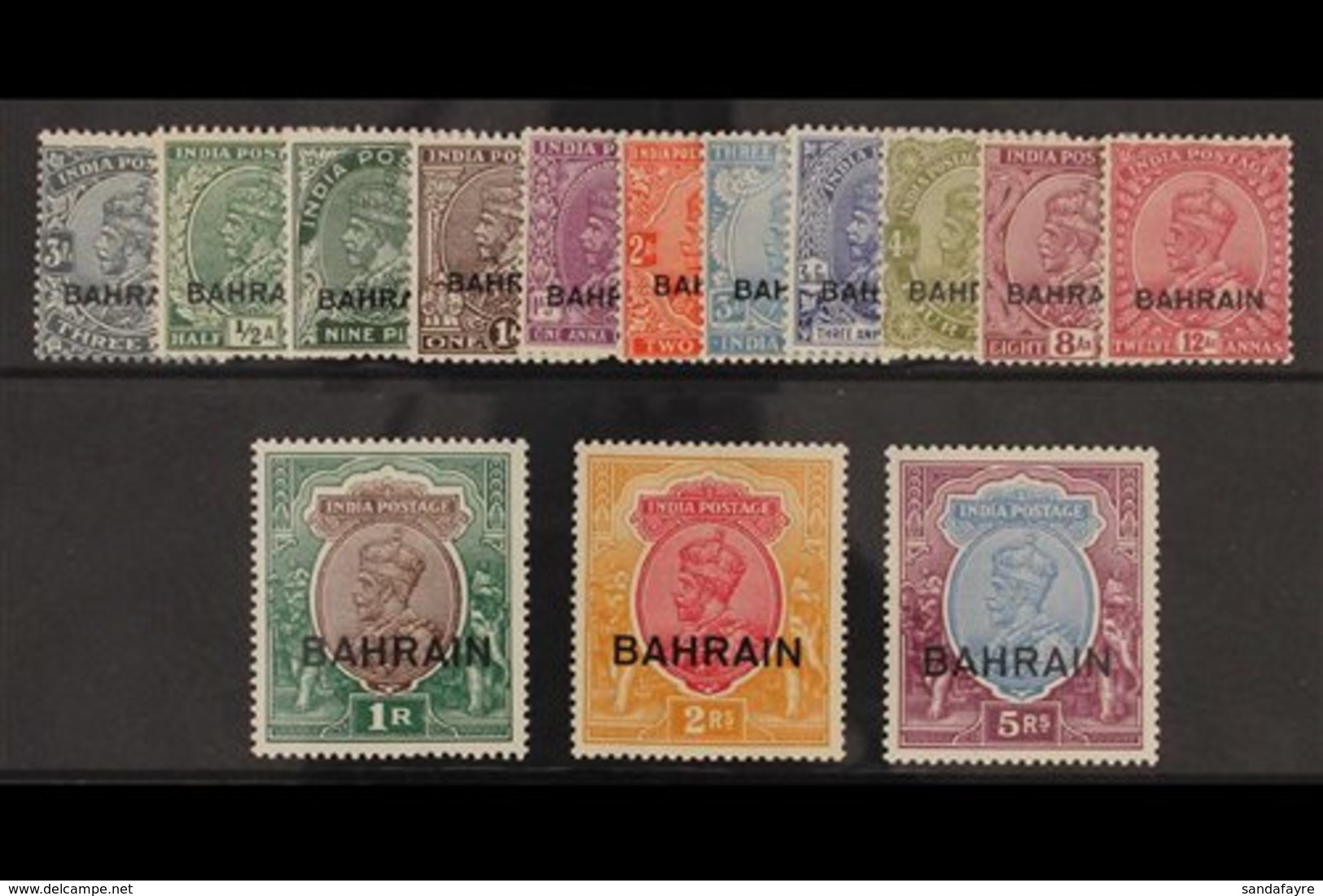 1933 Geo V Set Complete, SG 1/14, Very Fine And Fresh Mint. (14 Stamps) For More Images, Please Visit Http://www.sandafa - Bahrain (...-1965)