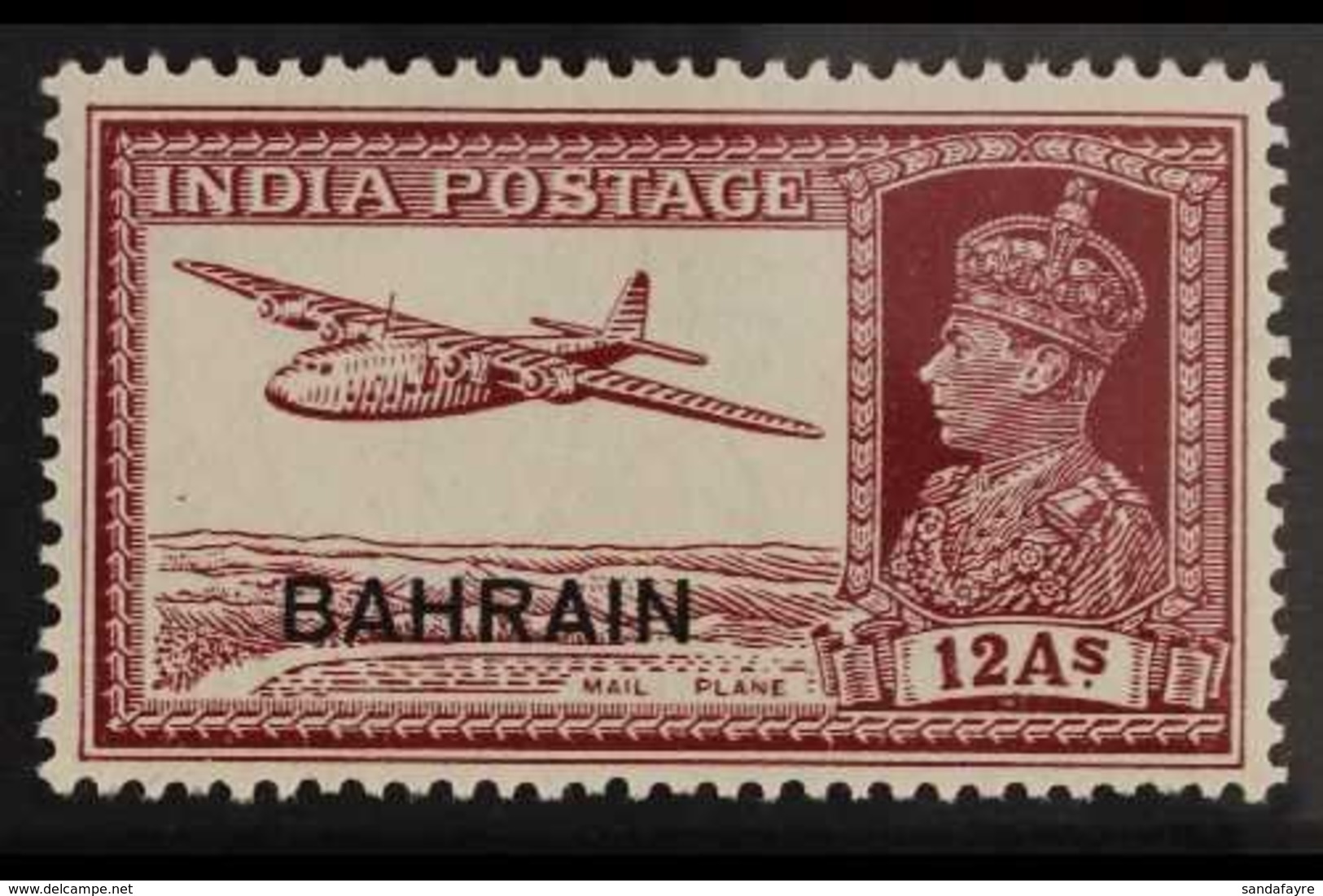 1938 12a Lake, Mail Plane, SG 31, Very Fine Never Hinged Mint. For More Images, Please Visit Http://www.sandafayre.com/i - Bahrein (...-1965)