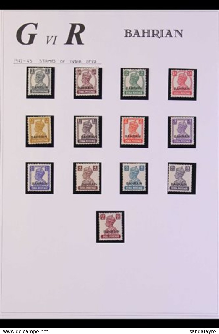 1942-55 FINE MINT COLLECTION Includes 1942-45 Complete Set On India (white Background), 1950-55 Overprints On Great Brit - Bahrein (...-1965)