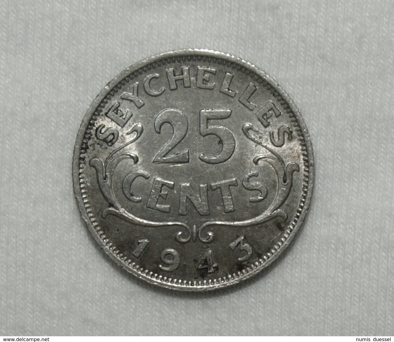 Silber/Silver Britisch Seychellen/British Seychelles George VI, 1943, 25 Cents Funz/AU - Seychellen