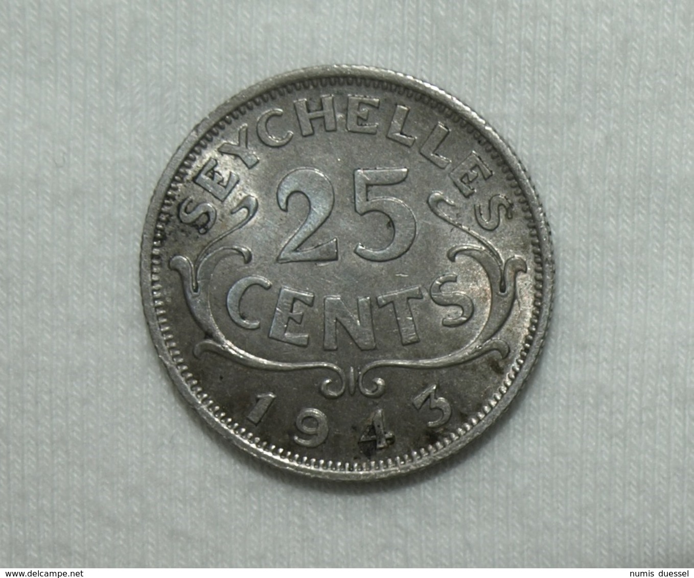 Silber/Silver Britisch Seychellen/British Seychelles George VI, 1943, 25 Cents Funz/AU - Seychellen