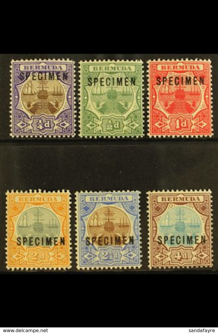 1906-10 SPECIMENS Dry Dock Set Less 2½d Blue Overprinted "Specimen", SG 34s/42s (less 41s), Very Fine Mint. (6 Stamps) F - Bermuda