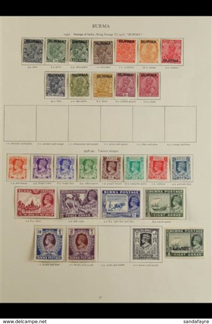 1937-1947 FINE MINT COLLECTION. An Attractive, ALL DIFFERENT Collection On Imperial Printed Pages. With 1937 (India KGV  - Birma (...-1947)