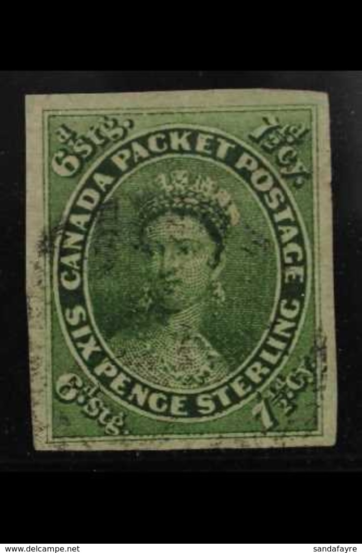 1852 7½d Yellow Green, SG 12, Very Fine Used With Large To Very Large Margins All Round, Full Even Colour And Light Canc - Otros & Sin Clasificación