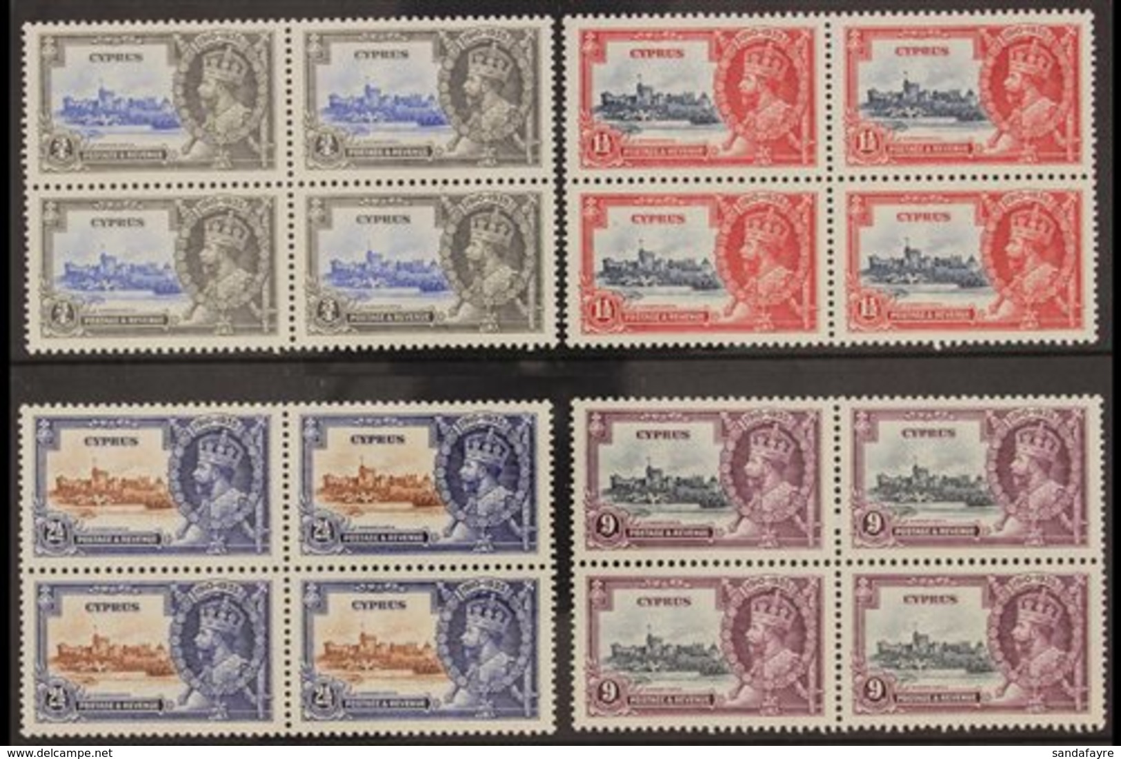 1935 KGV SILVER JUBILEE Complete Set In BLOCKS Of 4, SG 144/147, BLOCKS OF 4, Never Hinged Mint (4 Blocks = 16 Stamps) F - Andere & Zonder Classificatie